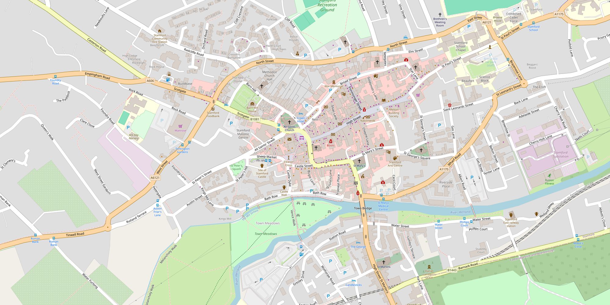 Street map of the town centre around Cooper's Yard